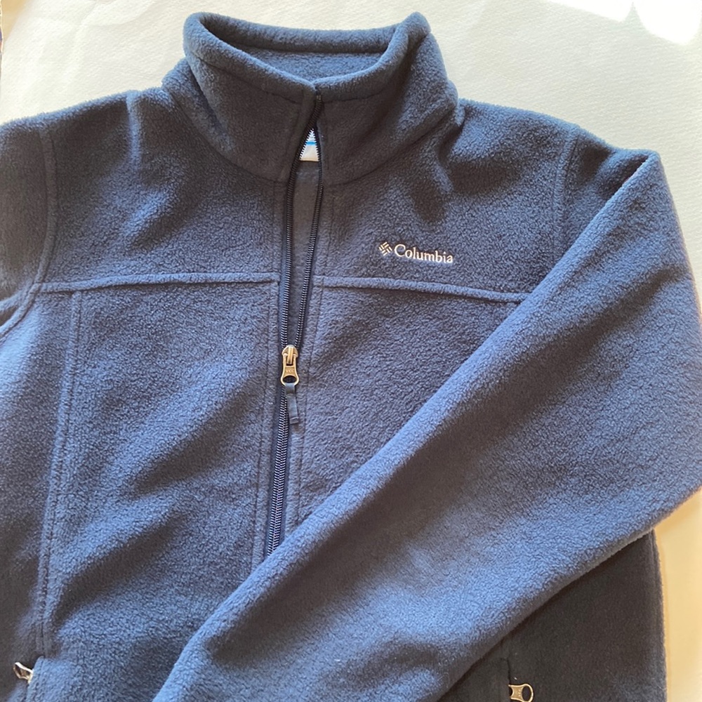 Columbia Boys size L 14/16 Jacket Blue fleece full zipper front